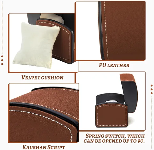 Vista 2 de Funda para reloj individual, funda de viaje de piel sintética con cojín extraíble, organizador de almacenamiento de joyas, caja de reloj cuadrada