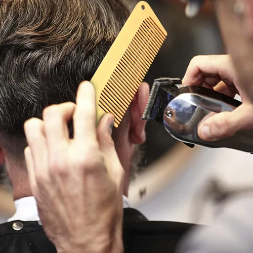 Vista 5 de CGBARBER Juego de 3 piezas de peine de metal y cepillos de peluquería, acero inoxidable para hombres y mujeres, corte de pelo, parte superior plana