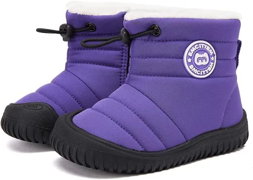 Vista 10 de BMCiTYBM Botas de nieve para bebés y niños pequeños, zapatos de invierno para niños y niñas, zapatos de bebé de piel sintética para clima frío
