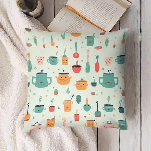 Vista 4 de Bonita olla de cocina y utensilios de cocina, funda de cojín cuadrada de 18 x 18 pulgadas para niñas, mujeres, mamá, esposa, hija, cojines