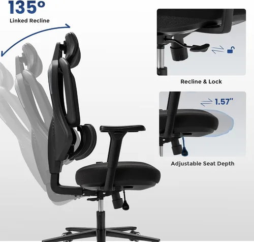 Vista 5 de EUREKA ERGONOMIC Typhon - Silla ergonómica de oficina, sillas de escritorio de oficina en casa, sillas de juegos para adultos, silla de oficina