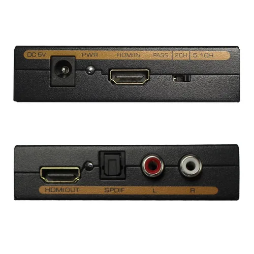 Vista 5 de Extractor de audio 1080P HDMI a HDMI + TOSLINK SPDIF óptico + RCA analógico L/R + conector estéreo de 0.138 in de audio y video convertidor