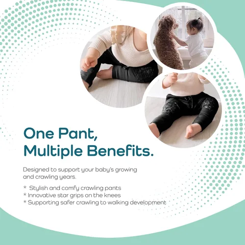 Vista 5 de Pantalones antideslizantes para bebé, algodón orgánico, unisex (6-12 meses), Negro
