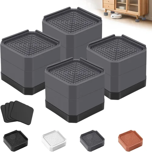 Vista 17 de Elevadores de cama para muebles – Elevador de bloque rectangular ajustable para elevar 1.5-3 pulgadas y 4.3 pulgadas camas, mesas, sofás