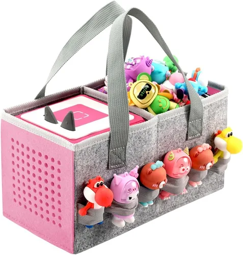 Vista 13 de Estuche de transporte Pisosn para juego de iniciación Toniebox y figuras Tonies, bolsa plegable de tela de fieltro para juguetes musicales de viaje