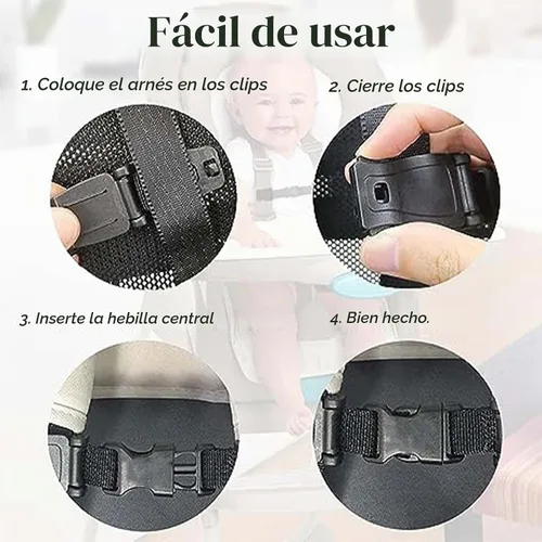 Vista 4 de Clip universal para arnés de pecho de asiento, hebilla de clip de cinturón de seguridad para cochecitos de silla alta, hebilla de cinturón