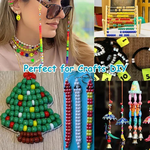 Vista 6 de Cuentas de poni, 4000 unidades, cuentas para pulseras, cuentas para el cabello, cuentas para hacer joyas, cuentas de plástico para manualidades