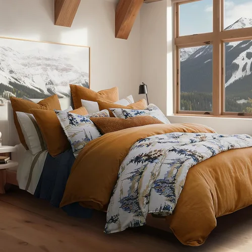 Vista 8 de Paseo Road Cabin Bedding Joshua - Juego de edredón de 3 piezas con fundas de almohada, ropa de cama de bosque Queen, juego de edredón de pinos