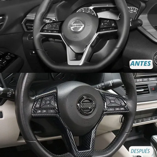 Vista 3 de BOYUER 3 piezas de ABS de fibra de carbono para el panel del volante, accesorios para el interior del automóvil, decoración del panel de moldura