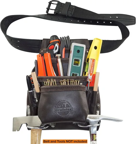 Vista 6 de AWP Bolsa para herramientas de electricista (1LL-526-2) Graintex 10 bolsillos bolsa de herramientas de cuero curtido al aceite