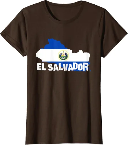 Vista 21 de Camiseta con la bandera de El Salvador, mapa de El Salvador, camiseta de Salvador para mujer, Negro
