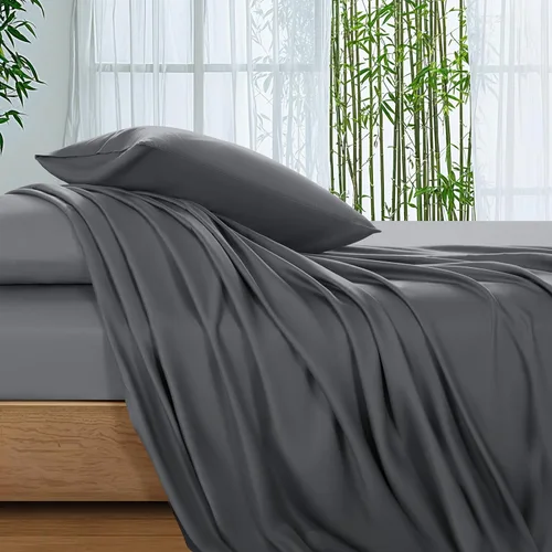 Vista 13 de SONORO KATE Sábanas 100% viscosa derivada de bambú tamaño matrimonial, sábanas ultra transpirables y refrescantes para personas que duermen con Beige