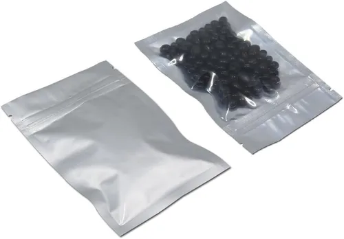 Vista 21 de FERENLI - 100 bolsas de almacenamiento de alimentos Mylar con cierre de cremallera, bolsas de aluminio opacas herméticas con ventana frontal