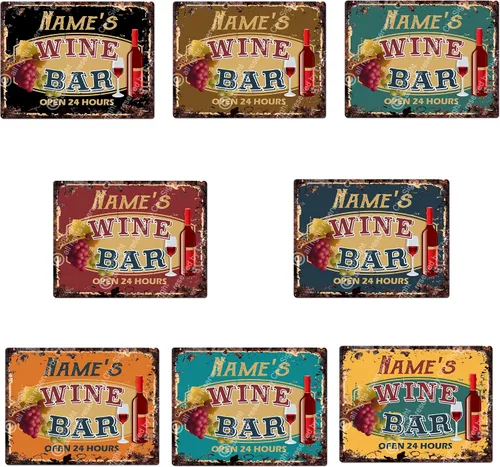 Vista 2 de ALYSSA'S WINE BAR Custom Personalized Chic Sign coaster Rustic Vintage style Retro Kitchen Bar Pub Coffee Shop Mugs Birthday Valentine's Day