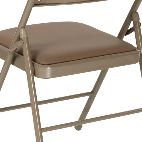 Vista 7 de Flash Furniture Silla plegable de vinilo beige con doble refuerzo de la serie HERCULES