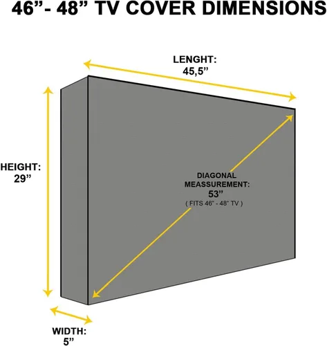 Vista 2 de Funda de TV para exteriores con parte delantera transparente, protector universal resistente a la intemperie para TV de 46 a 48 pulgadas, se adapta