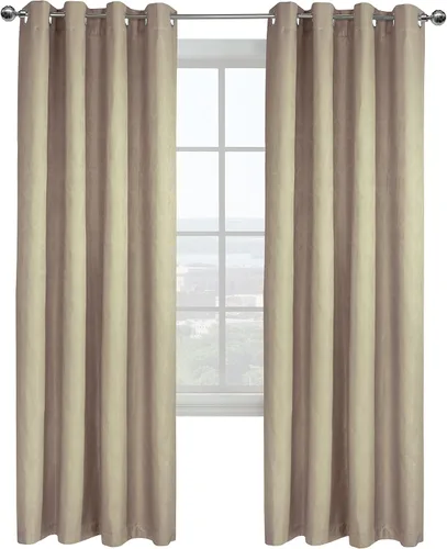 Vista 2 de Loft Living Panel de cortina jacquard opaca con ojales, color esmeralda, 52 x 95 pulgadas, lino