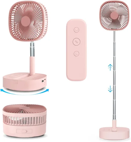 Vista 8 de Magesh Ventilador de pedestal oscilante portátil y remoto, rotación de 120°, ventilador plegable 3 en 1, ventilador de escritorio, antideslizante