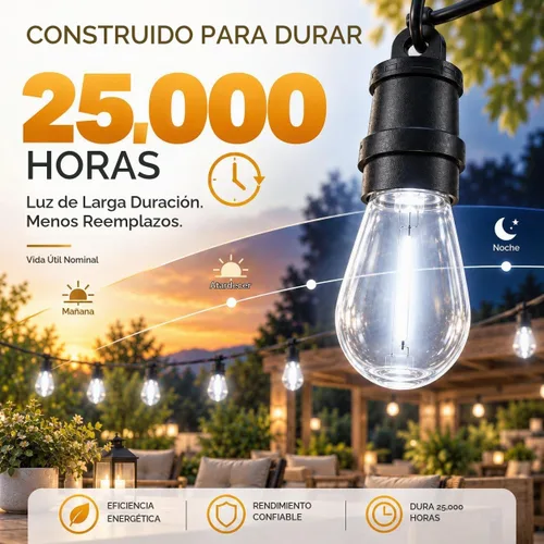 Vista 7 de Visther 5000K S14 Outdoor String Light Replacement Bulbs for Patio, 24-Pack 5000K Blanco luz día