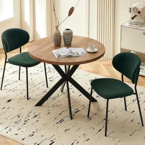 Vista 14 de Homedot Juego de 2 sillas de comedor tapizadas negras, modernas sillas de cocina de mediados de siglo tapizadas con cojín acolchado para comedor
