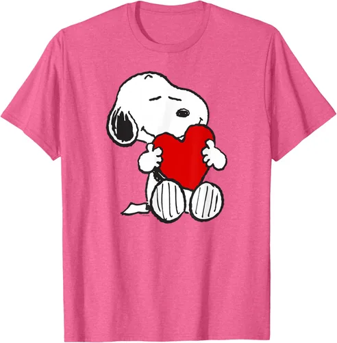 Vista 38 de Peanuts Camiseta de San Valentín Snoopy Hugging Heart, Negro