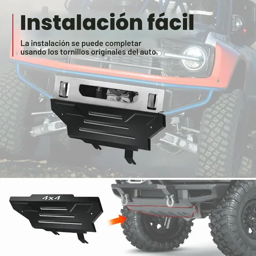 Vista 5 de para Ford Bronco Placa de Deslizamiento Frontal de Acero al Carbono Cubierta de Parachoques Compatible con Ford Bronco 2/4 Puertas 2021 2022 2023