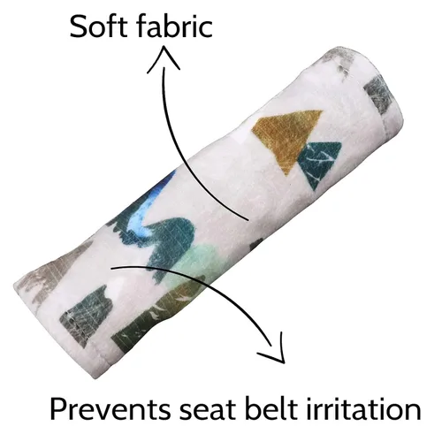 Vista 5 de Fundas para cinturón de seguridad de automóvil para bebé, correas de asiento de automóvil de montaña de aventura, almohadillas de hombro para niñas