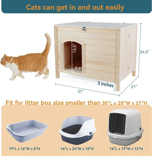 Vista 5 de Petsfit Caja de arena plegable, no requiere herramientas para el montaje, caja de arena para gatos, muebles ocultos, se adapta a la mayoría de cajas