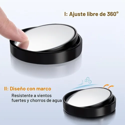 Vista 2 de Espejo de punto ciego, espejo redondo de 2 pulgadas, vidrio HD de 360°, gran angular, ajustable, 2 unidades, espejo lateral convexo