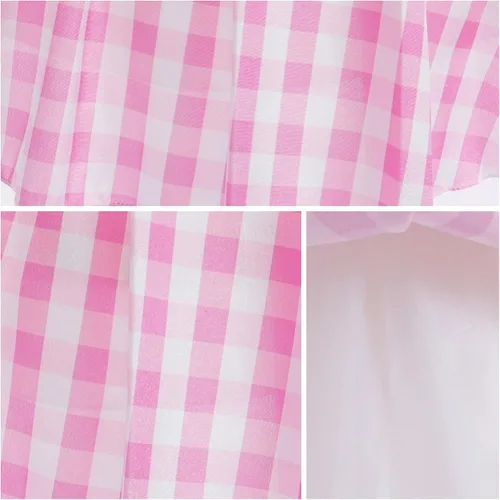 Vista 5 de LG LOUIS GARDEN Disfraz de cosplay para mujer, vestido rosa para adultos, película princesa, fiesta, Halloween, muñeca, falda de cosplay