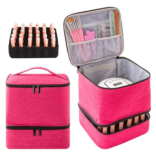 Vista 8 de Bolsa Organizadora de Esmalte de Uñas con Capacidad para 30 Botellas y Lámpara de Uñas, Organizadores de Almacenamiento de Esmalte de Uñas en Gel