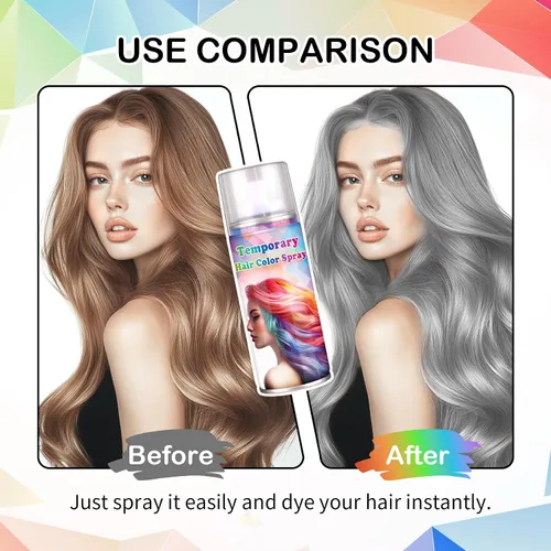 Vista 3 de Spray para el cabello gris Spray de color temporal Tinte para el cabello gris-gris, 4.1 fl oz