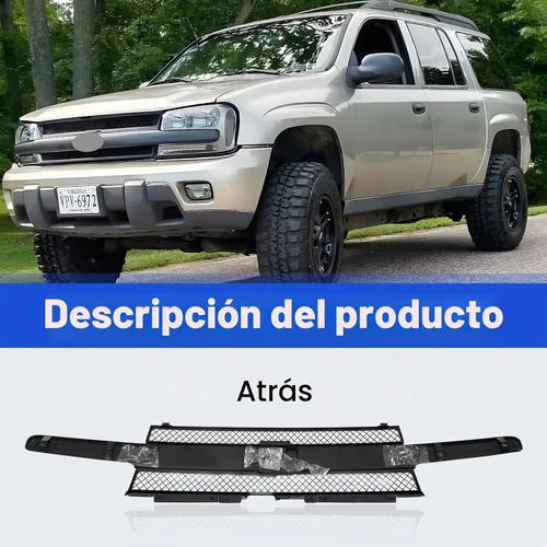 Vista 4 de CarPartsDepot - Parrilla frontal para Chevy Trailblazer 02-05, color negro y gris