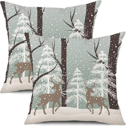 Vista 5 de Fundas de almohada de estilo navideño a cuadros de búfalo negro y blanco 45x45 centímetros (Negro a cuadros de búfalo)