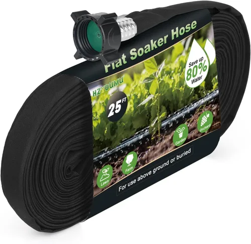 Vista 8 de Manguera plana de remojo de 15 pies para riego eficiente del árbol, diseño duradero de doble capa para jardines, césped y campos de verduras