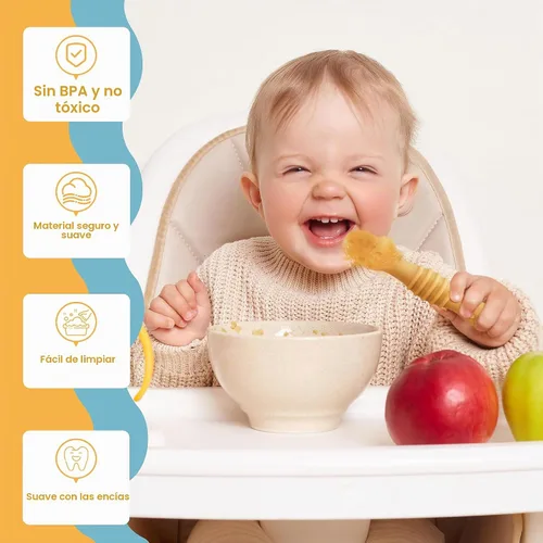 Vista 7 de 8 utensilios de destete LED para bebés, cuchara de silicona de primera etapa, cucharas multicolor para bebés de más de 6 meses, Cucharas