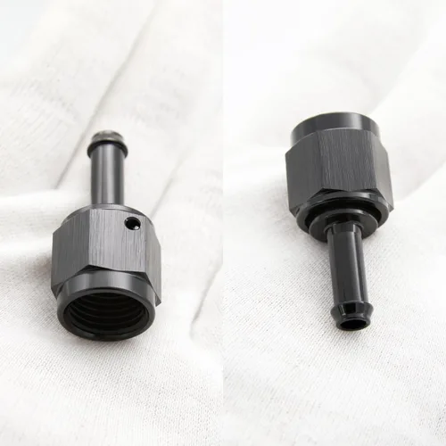 Vista 7 de Recta 6AN hembra giratoria a 1/4 "empuje en manguera adaptador de montaje de púas aluminio negro