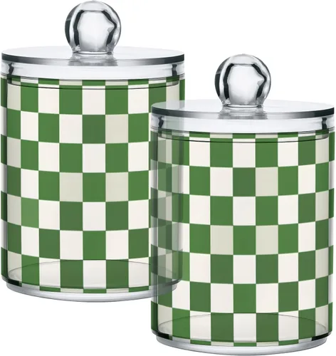 Vista 42 de Juego de 2 dispensadores de bastoncillos de algodón de mármol turquesa, recipiente de almacenamiento para baño, tapa de plástico acrílico, frasco