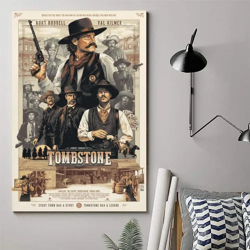 Vista 6 de Tombstone - Póster de película en lienzo para pared, diseño moderno de dormitorio familiar, decoración para habitación estética, 12 x 18 pulgadas