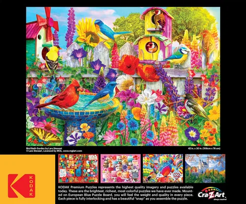 Vista 5 de RoseArt - Kodak Premium - Bird Bath Garden - Rompecabezas de 3000 piezas para adultos