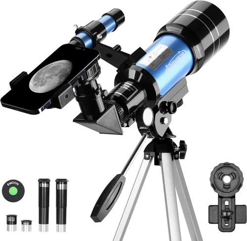 Vista 10 de Telescopios AOMEKIE 40/400 con trípode de mesa 2 oculares, telescopios portátiles para principiantes de astronomía con buscador y brújula