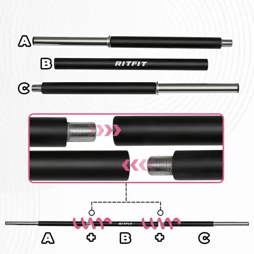 Vista 6 de RitFit Adjustable Barbell Weight Set for Weightlifting and Strength Training in Home&Gym