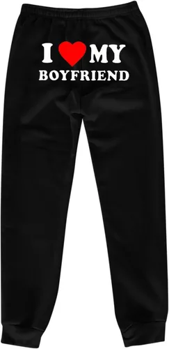Vista 4 de I Love My Boyfriend - Pantalones deportivos para mujer, pantalones de entrenamiento casuales de San Valentín, pantalones de entrenamiento con puños
