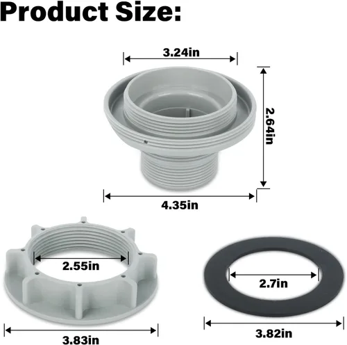 Vista 2 de Kit de arandela de tuerca de conector roscado para piscina 10744 10256 10255 para Intex sobre el suelo, pieza de repuesto para conector de manguera