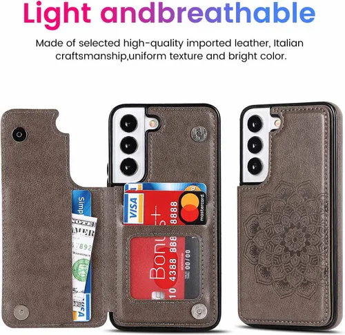 Vista 3 de Asuwish Funda compatible con Samsung Galaxy S22 5G y protector de pantalla de vidrio templado, accesorios para celda, soporte para tarjetas, soporte