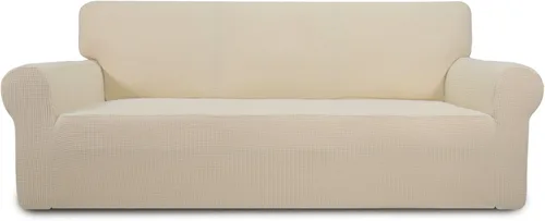 Vista 10 de PureFit Funda elástica para sofá biplaza, funda de sofá suave y antideslizante de jacquard de elastano, protector de muebles lavable con espuma