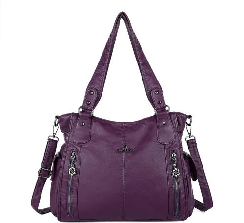 Vista 19 de Angel Kiss Bolsos para mujer con tiras en la parte superior, bolso estilo Hobo, bolsas de hombro espaciosas y casuales, cartera estilo Tote de PU