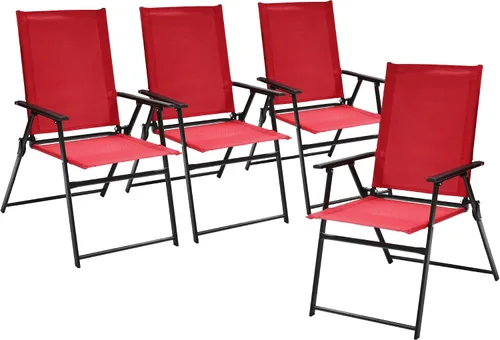 Vista 10 de Anmutig 2 sillas plegables rojas para patio al aire libre con respaldo alto, reposabrazos ligeros