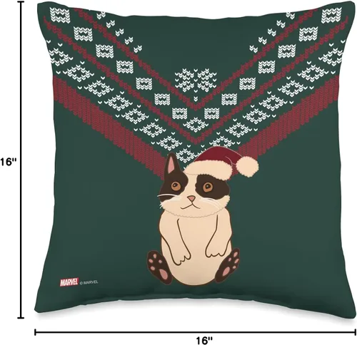 Vista 4 de Marvel Hawkeye Cat Holiday - Almohada de suéter para gato, 16.0 x 16.0 in, multicolor
