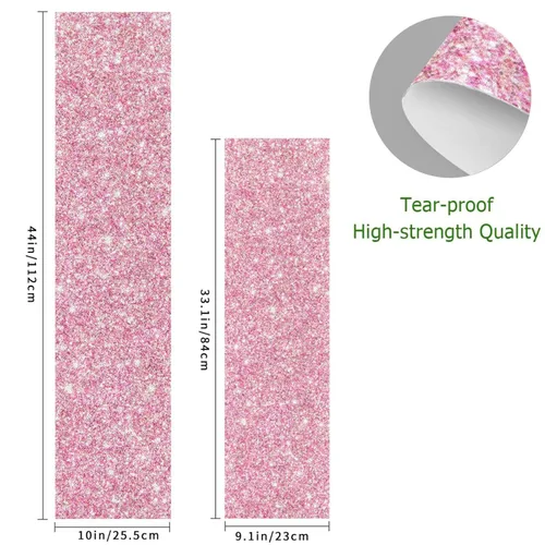 Vista 4 de Kigai Cinta de agarre para patineta con purpurina rosa, sin burbujas, antideslizante, papel de lija para tabla rodante, 33 x 9 pulgadas